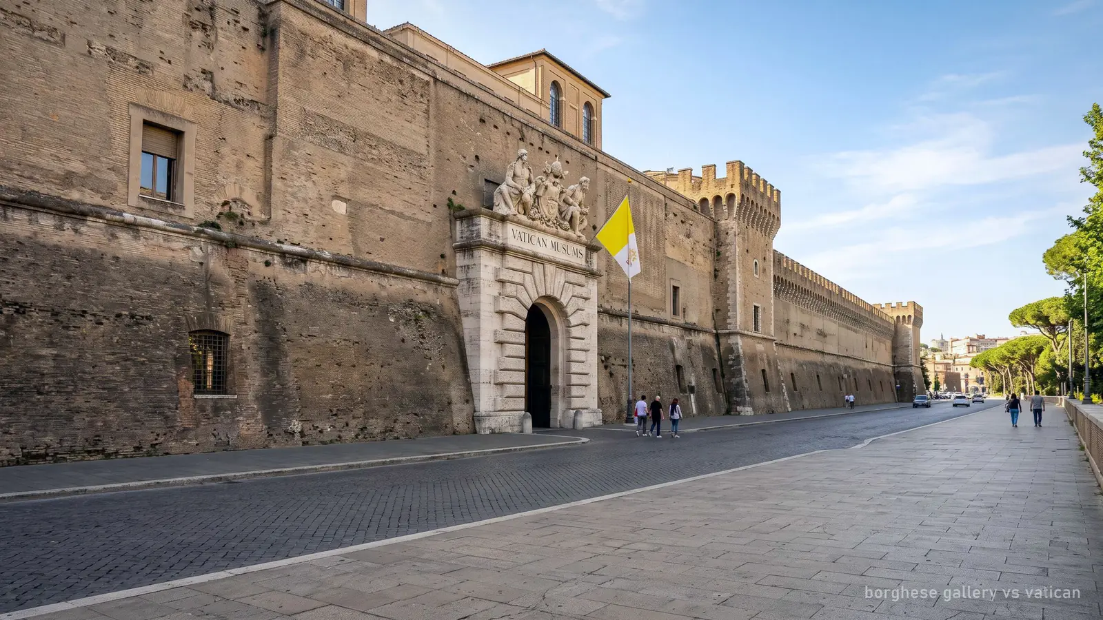 The walls of the Vatican Museums in Rome, an alternative to the Borghese Gallery